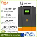Miniatyrbillede 2 af 2: Hybrid sol inverter, 1,6KW/3KW effektvurdering, 80A maks. ladestøm,POW-1.6KW-WIFI