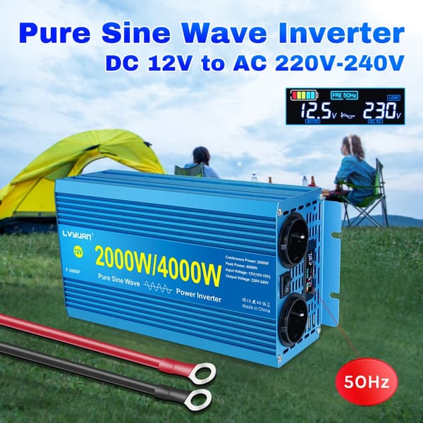 Ren sinuskurve inverter, 4000W spidseffekt, USB-udgang 5V-2A,P4000W-12V-220V
