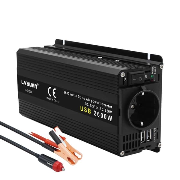 Auton virtamuunnin, 12V:sta 220V/230V:iin lähtö,2600W