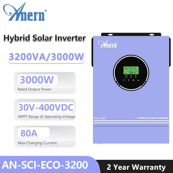 Hybrid sol inverter, 6200W effektudgang, 48V DC indgang,3KW INGEN WIFI, 220-240V
