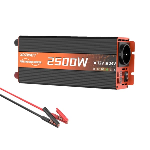 Puhdas sinimuotoinen invertteri, 2500W huipputeho, 90 % muunnosvaikutus,12V 2500W 50Hz EU