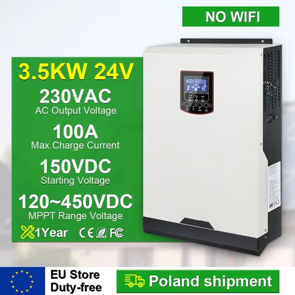 Aurinkohybridimuunnin, 3.5KW, 5.5KW, 230VAC lähtö,3.5KW 24V Ei WiFiä, 220-240V