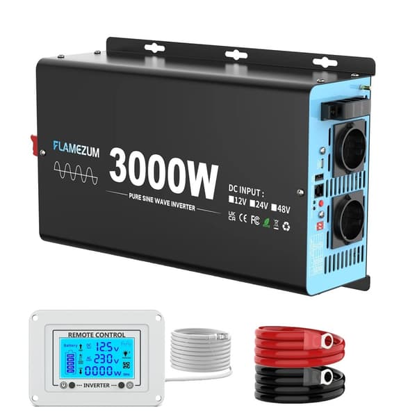 Ren Sinuskurve Inverter, 3000W Kontinuerlig Effekt, 6000W Spidseffekt,12V 3000W 50HZ EU