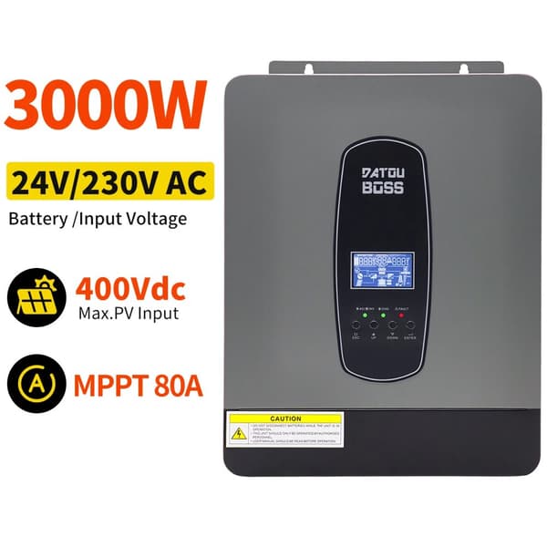 DATOUBOSS Hybrid Solar Inverter, MPPT-tekniikka, puhdas sinimuotoinen lähtö,DT2430, 220-240V