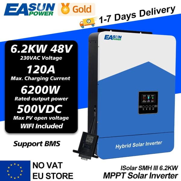 Hybrid Solar Inverter, Wifi Mukana, MPPT Ohjain,SMH III 6.2KW Wifi
