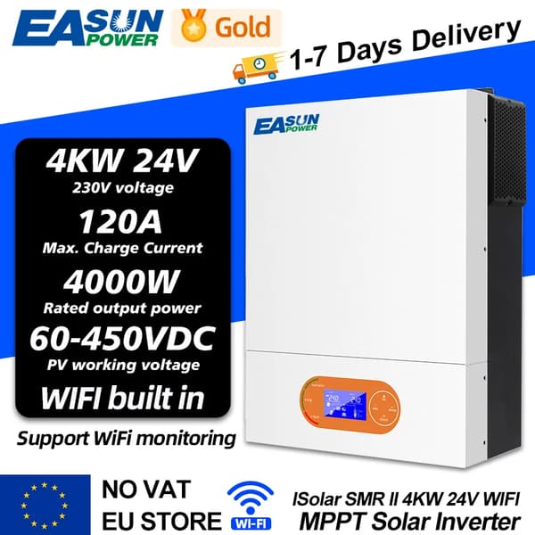Hybridimuunnin, AC-syöttöjännite 230VAC, mitat 400*300*115 mm,4KW 24V Wifi