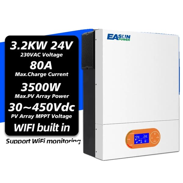 Hybridimuunnin, AC-syöttöjännite 230VAC, mitat 400*300*115 mm,3.2KW 24V Wifi