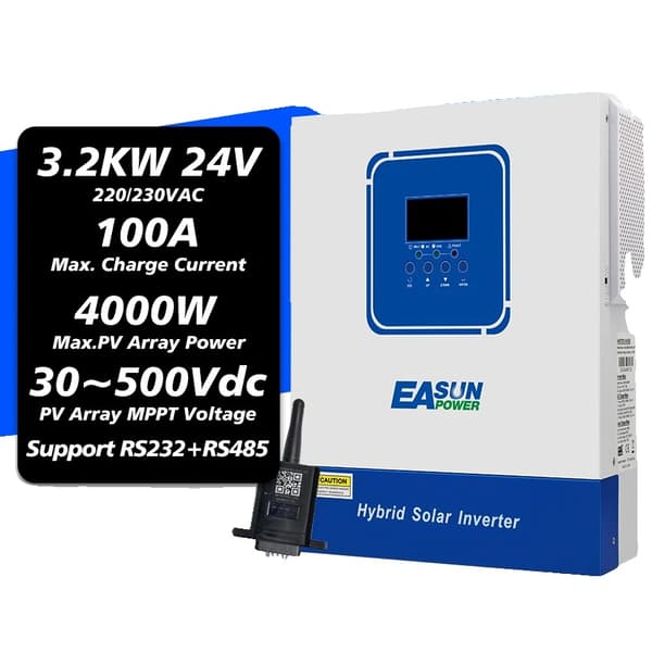 Aurinkohybridimuunnin, puhdas sinimuotoinen lähtö, MPPT aurinkolatauslaite,3.2KW 24V WiFi