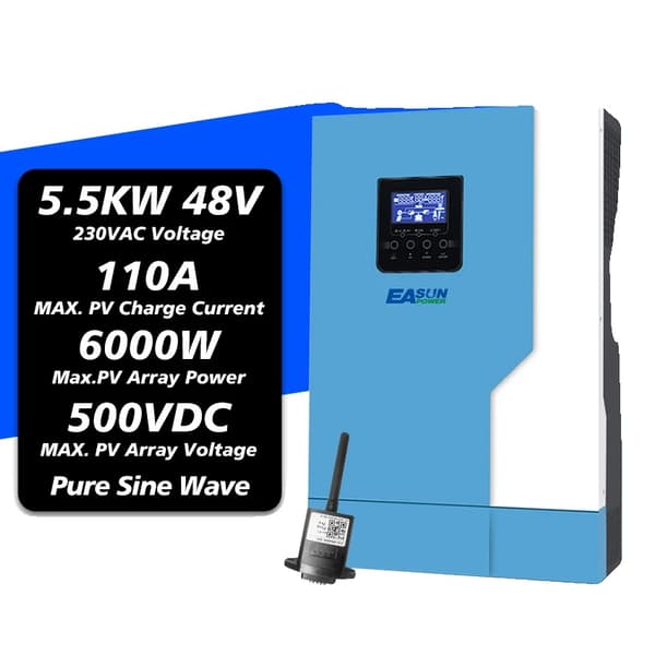 Hybrid Solar Inverter, 5500W Teho, WiFi-yhteensopiva, Puhtaan Sinimuotoisen Aallon,SML-III-5.5KW-WIFI