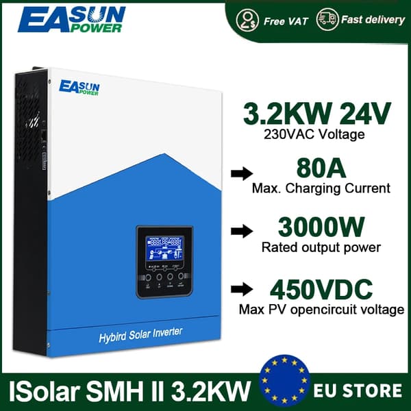 Hybridi aurinkoinvertteri, 4200 W lähtöteho, kaksoislähtöisyys,SMH II 3.2K 24V WIFI, 220v