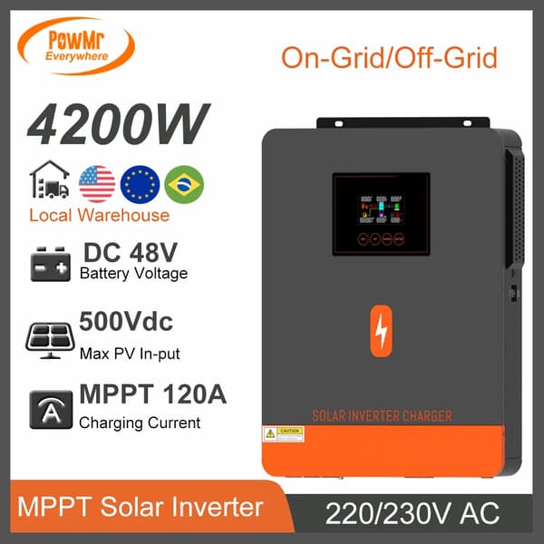 Hybrid Power Inverter, 4.2KW/6.2KW Teho, MPPT Latausvirta 120A,4,2 kW 24V, WIFI-moduulilla