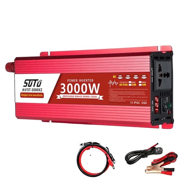 Inverter, ren sinusvågform, LCD-skärm, 3000W DigitalDisplay, 12V, 220V-240V 50HZ