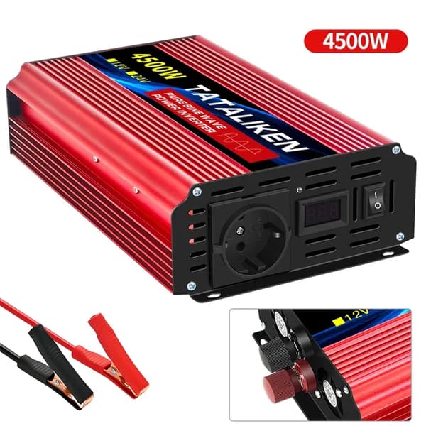Puhtaan aaltoon perustuva invertteri, 4000W teho, LCD-näyttö, 4500W EU, 12V, 220V 50HZ