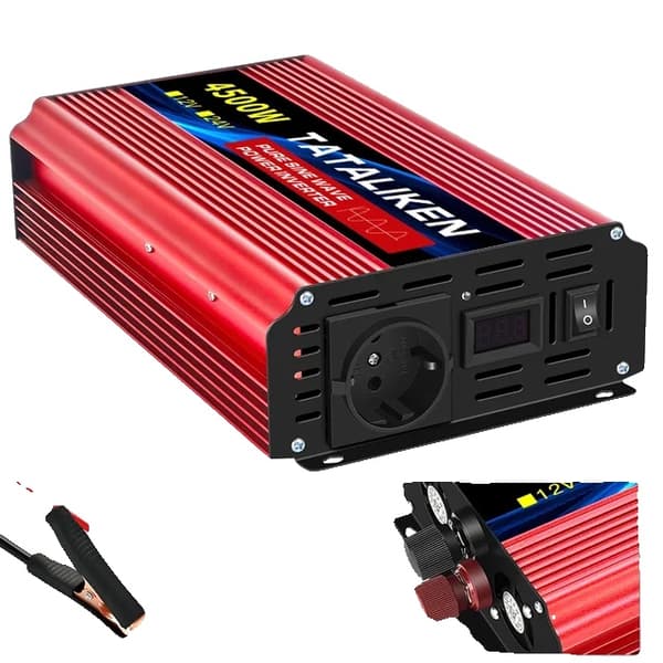 Puhtaan aaltoon perustuva invertteri, 4000W teho, LCD-näyttö, 4500W EU, 12V, 220V 50HZ