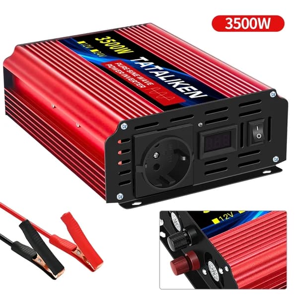 Puhtaan aaltoon perustuva invertteri, 4000W teho, LCD-näyttö, 3500W EU, 12V, 220V 50HZ