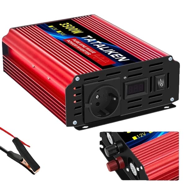 Puhtaan aaltoon perustuva invertteri, 4000W teho, LCD-näyttö, 3500W EU, 12V, 220V 50HZ
