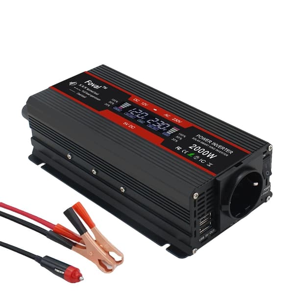 Virta-invertteri, huipputeho 2600W, jatkuva teho 1300W,12V 220V 2000W, Eurooppalainen pistorasia