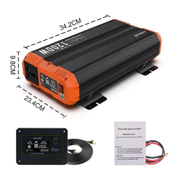 Ren sinusformet inverter, Multi-Power solpanel kompatibilitet, Europa UPS booster, PSC-1200W, 12V, 230V 50Hz