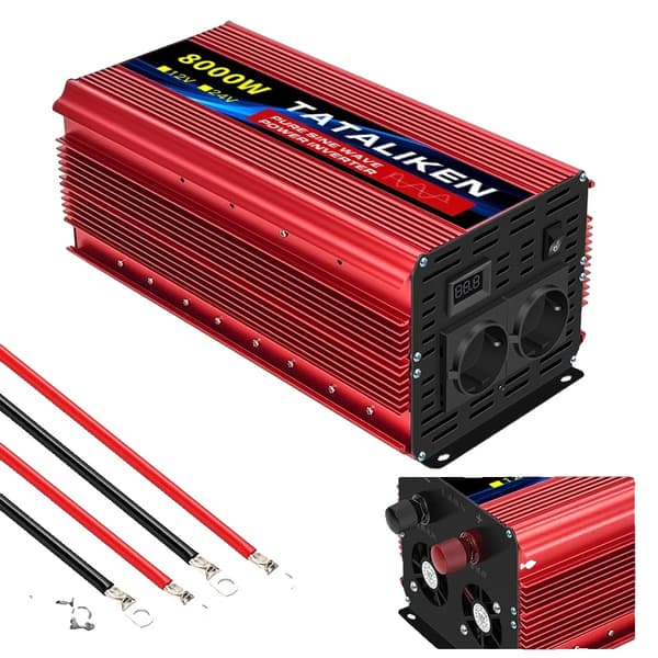 Effektomvandlare, ren sinusvågsteknologi, 2 växelströmsuttag, EU 8000W12V220V50HZ