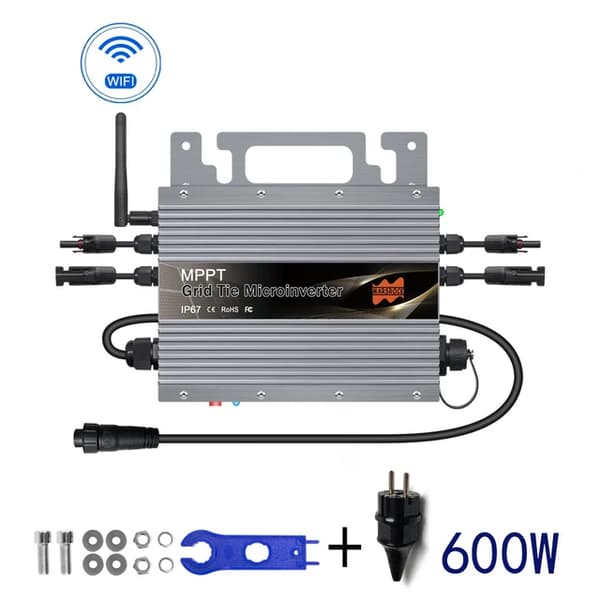 Mikroinvertteri, MPPT-teknologia, WiFi-integrointi, 600W, 20-60V, 80-260V