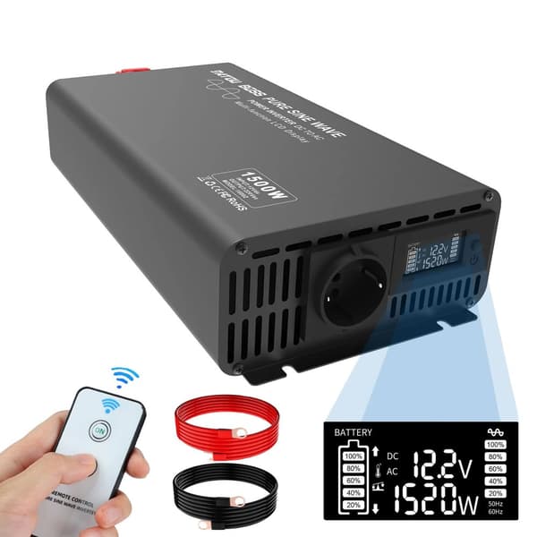 Etäohjattava puhdas invertteri, monipuolinen teho, korkea muunnos tehokkuus,12V:sta 220V:iin 1500W