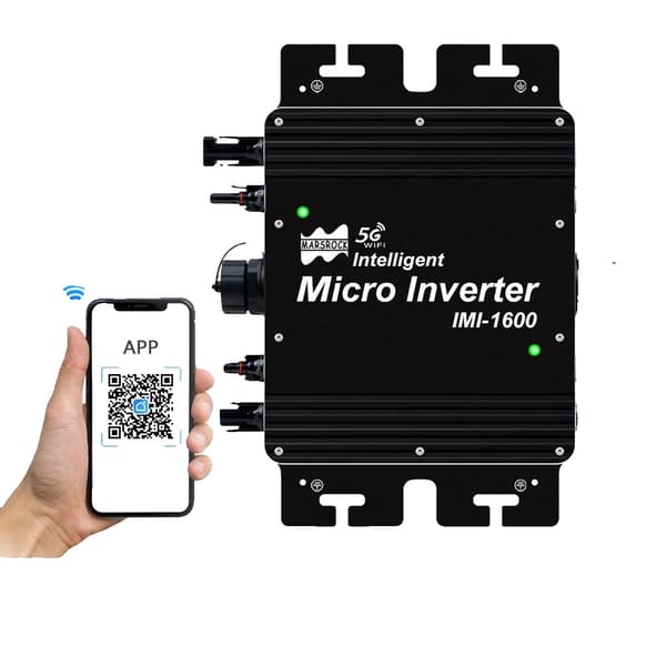 Solcelle Inverter, 1600W Strøm, WiFi Funktion, Flere Interface, Sort-1600W, 230VAC (190-270VAC), 20-50VDC