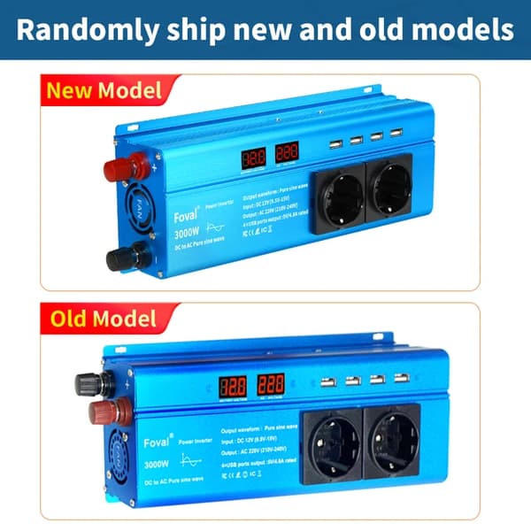 Siniaaltomuunnin, 12V DC 220V AC muunnos, EU-pistokkeen yhteensopivuus, 3000W EU 50Hz