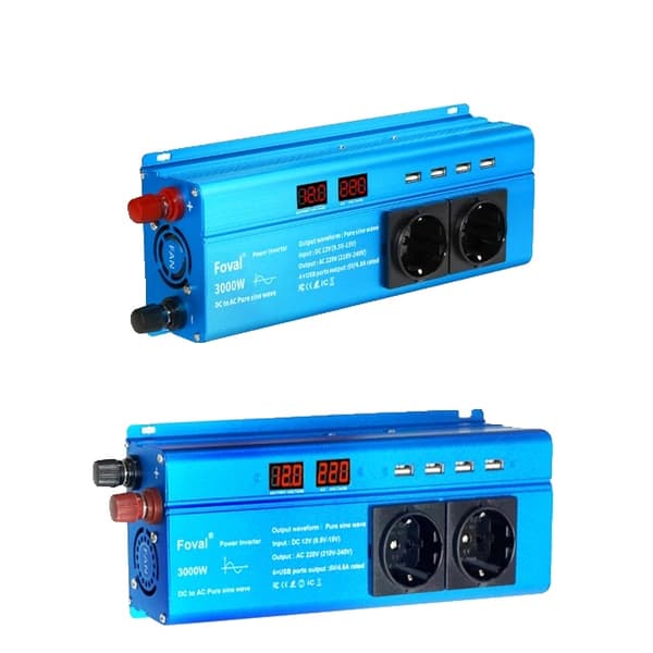 Siniaaltomuunnin, 12V DC 220V AC muunnos, EU-pistokkeen yhteensopivuus, 3000W EU 50Hz