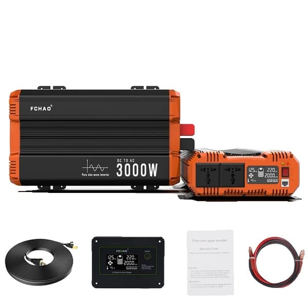 Invertteri 3000W, puhdas siniaalto lähtö, LCD-näyttö, 3000W, 24 volttia, 50 hertsiä, 230V