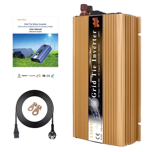 Solcellsinverterare med nätanslutning, MPPT-funktion, hög kvalitet., Lyxig Guld, 18V (10,5-30VDC), 120V (90-140VAC)