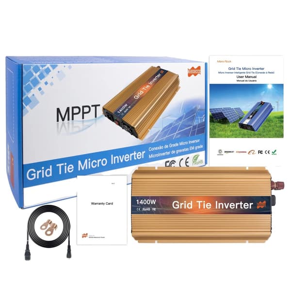 Solcelle Grid-tilsluttet Inverter, 1400W Effekt, 220V Output,220V(190-260V) = 220V(190-260V), 10,8-30VDC, Guld