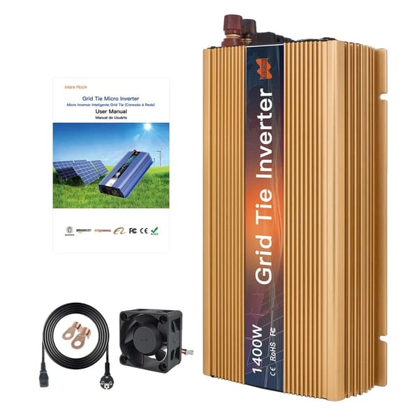 1400W Solkraftsinverter, Avancerad MPPT-teknik, Hållbar design,220V, 10,8-30VDC, Guld