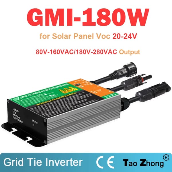Solcelle Mikro Inverter, Høj Effektivitet, Bredt Indgangsspændingsområde, Holdbart Design,10,8-30V, GMI-180WGMI-180W, 180V-280VAC