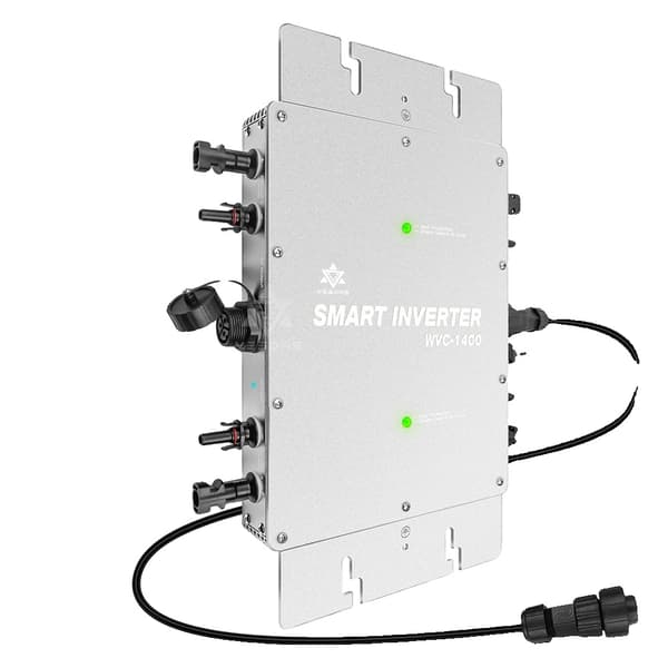 1400W Solcelle Grid Inverter, Dobbelt MPPT, 220V Output,Sølv, Toogtyve-femtiV, 220V(190-260V) = 220V(190-260V)
