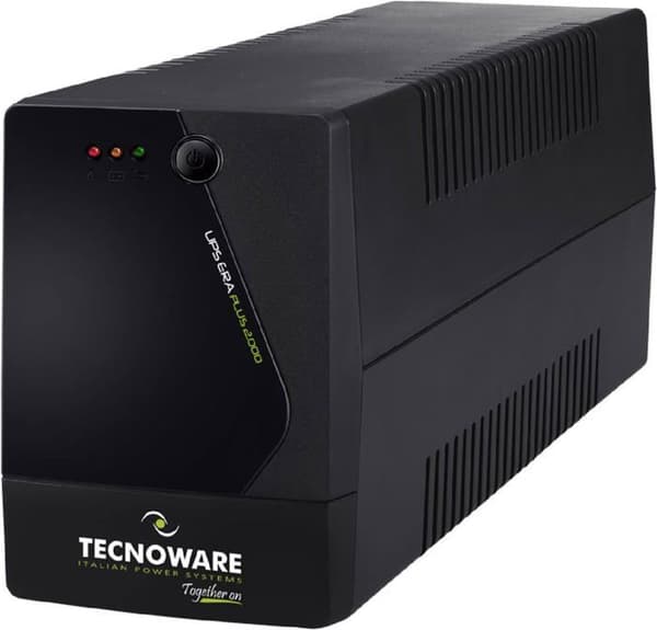 Tecnoware UPS ERA PLUS 2000, 2000VA UPS, Skydd mot strömavbrott för PC, Modem, Videoövervakning Svart