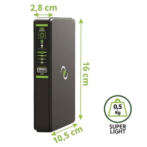 Mini Växelriktare - Tecnoware - ERA PLUS - 8800mAh - Autonomi 240 min - Skydd WIFI/Modem