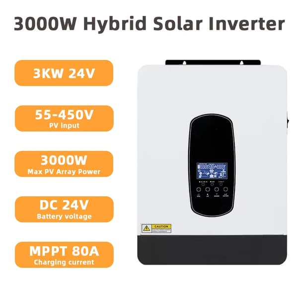 Hybrid solcell inverter, ingångsspänning 12V / 24V, utgång,220-240V, SP-3000W-24V