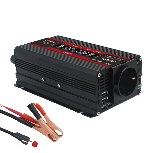 Virta-invertteri, muokattu sinimuotoaalto, DC 12V syöttö, kaksois-USB-ulostulot,M1500W 12V 50hz EU