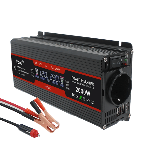 Inverter, Indgang DC 12V, Udgang AC 110V/220V, USB Udgang,2600W 12V 50hz