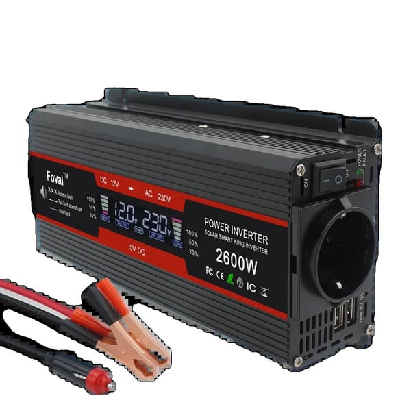 Inverter, Indgang DC 12V, Udgang AC 110V/220V, USB Udgang,2600W 12V 50hz
