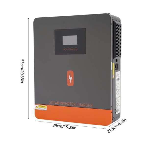 Solenergi Hybrid Inverter, 6200W Effekt, 6500W Solindgang, 97% Effektivitet,Grå Orange