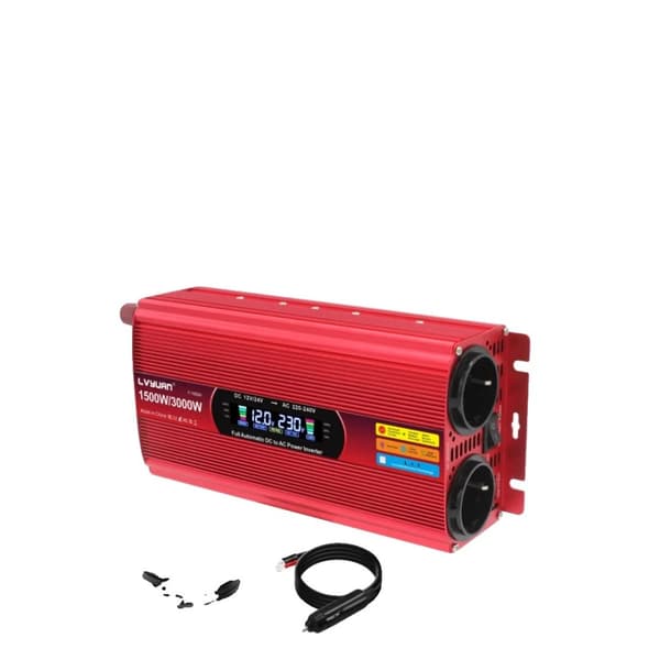 Inverteri, kaksoisjännite, muokattu sinimuotoaaltosignaali,punainen 3000W huippu
