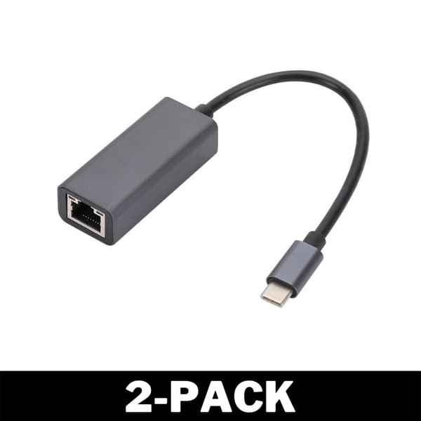 USB-C till Ethernet Adapter 1 Gbit/s Svart - Flerpack 2-Pack
