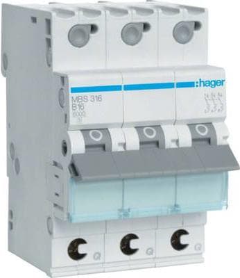 Hager MBS316 afbryder - afbrydere (25-60 °C, -25-80 °C)
