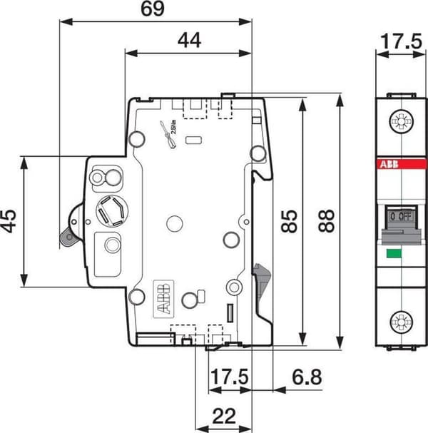 Abb System pro M kompakt afbryder B karakteristik 16a 1P 1 beskyttet 1te - 2CDS251001R1165