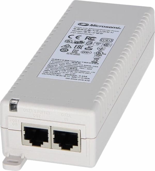 Microsemi PD-3501G/AC PoE sovitin ja injektori Gigabit Ethernet 48 V