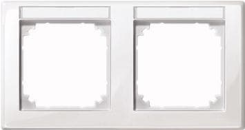 Merten 471219 M-SMART stel, 2f. med inskriptionsholder, vandret montering, polarhvid. skinnende