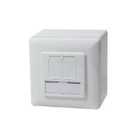LogiLink Professional NP0035A RJ45 CAT.5E universal tilslutningsstik (plan- og overflademonteret) 2X RJ45 STP (fuldt afskærmet) med 40° udtag Metallic, Hvid