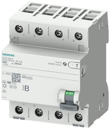 SIEMENS 5SV3344-4 RCD TYPE B 40/4 30MA 4TE (5SV33444)