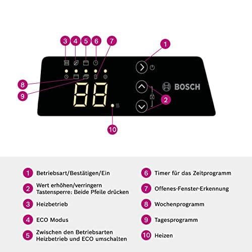 Bosch elektrisk konvektor Heat Convector 4000-5, för ca 5m² med 500W inkl elektronisk styrenhet, LED-display, veckoprogram, 5 års produktgaranti